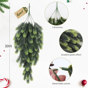 Ramas de Pino Artificiales de 30 Pulgadas con Efecto Degradado Blanco, Hojas Desmontables, Guirnalda Navideña para Colgar en la Pared - Product Image 2