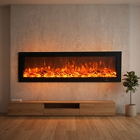 Cheminée électrique encastrée murale intelligente avec LED, flamme simulée, chauffage, télécommande, puissance réglable, usage domestique
