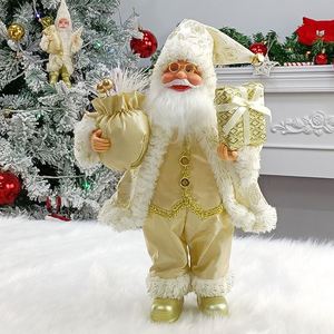 2025 New Luxury Red Plush Standing <b>Santa</b> Claus Christmas Home Holiday Party Decoration Ornament - Product Image 6