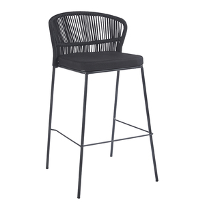 Chaise de bistrot moderne pour jardin, mobilier d'<span class=keywords><strong>extérieur</strong></span>, <span class=keywords><strong>tabourets</strong></span> de <span class=keywords><strong>bar</strong></span> en corde <span class=keywords><strong>avec</strong></span> dossier pour patio - Product Image 3