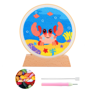 High Quality Handmade Embroidery Kits DIY Punch Needle 6 Stands Wool Russian Stamp Textile Crafts for Starter
