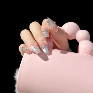 <span class=keywords><strong>Faux</strong></span> ongles en résine à couverture intégrale, forme amande, longue durée, effet papillon, style avancé, pour un look tendance - Product Image 3