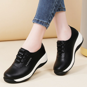 Chaussures <span class=keywords><strong>compensées</strong></span> <span class=keywords><strong>basses</strong></span> à bout rond pour femmes Sneaker à lacets pour dames Chaussures décontractées - Product Image 4