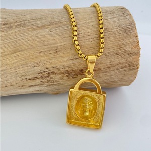 Yunnique – collier avec pendentif cadenas en forme de crâne, en acier inoxydable doré, pour hommes et femmes, bijoux Hip Hop pour danse de rue - Product Image 4