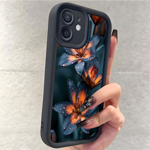Funda Protectora para Teléfono Móvil <span class=keywords><strong>Samsung</strong></span> <span class=keywords><strong>Galaxy</strong></span> A07 A17 A56 S26 <span class=keywords><strong>Ultra</strong></span>, Diseño de Flores Azules y Naranjas, Estilo Lente de Escala, Resistente a Impactos, TPU - Product Image 4