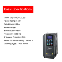Nouvel onduleur de fréquence Delta VFD450CH43A-00 VFD CH2000 45kW 60HP 460V triphasé pour moteur industriel à forte charge