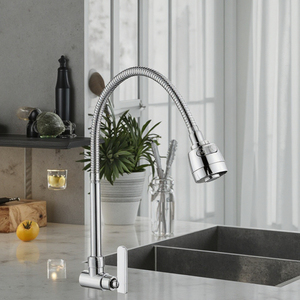 Rubinetti da Cucina Moderni Cromati con Corpo in Zinco e Getto <span class=keywords><strong>Flessibile</strong></span> <span class=keywords><strong>per</strong></span> Lavelli da Cucina - Fornitura Diretta dalla Fabbrica - Product Image 1