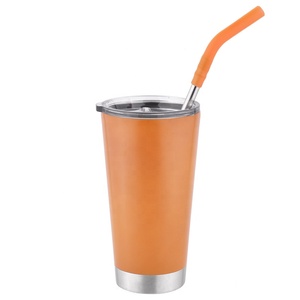 <span class=keywords><strong>Gobelet</strong></span> de voyage isotherme à double paroi en acier inoxydable de 450 ml avec <span class=keywords><strong>paille</strong></span>, écologique, pour bureau, couleurs personnalisables - Product Image 3