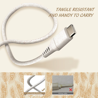 Cable USB-A a USB C Ecológico de Paja de Trigo, Carga Rápida de 3A, Cable de Datos de 480 Mbps para Teléfono, Tableta y Portátil