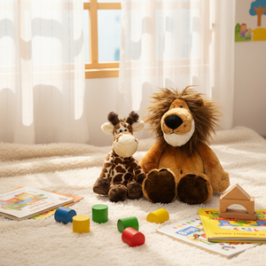 Venta al por mayor <span class=keywords><strong>de</strong></span> muñecos <span class=keywords><strong>de</strong></span> <span class=keywords><strong>peluche</strong></span> <span class=keywords><strong>de</strong></span> animales del bosque simulados Kawaii, león, tigre, chimpancé, juguete <span class=keywords><strong>de</strong></span> algodón PP, edredón bordado para niños - Product Image 6