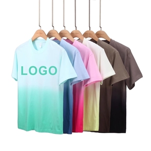 Camiseta de Cuello Redondo para <span class=keywords><strong>Hombre</strong></span>, 100% Algodón Puro de Alta Calidad, Logotipo Personalizado, Diseño de Color Degradado, Camiseta Extra Grande Estampada - Product Image 1