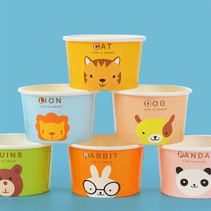 RTS <strong>Disposable</strong> Custom Logo 4oz 5oz 6oz Kids Mini Paper Ice Cream <strong>Cups</strong> Food Packaging <strong>Cute</strong> Ice Cream <strong>Cup</strong> With Lid and Spoon - Product Image 4