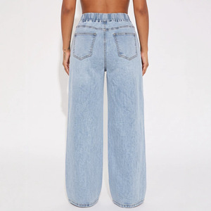 <span class=keywords><strong>Jeans</strong></span> a Gamba Larga da Donna Y2K, <span class=keywords><strong>Vita</strong></span> Media <span class=keywords><strong>con</strong></span> Cordoncino, Denim Strappato, Vestibilità Ampia, Pantaloni a Tutta Lunghezza - Product Image 2