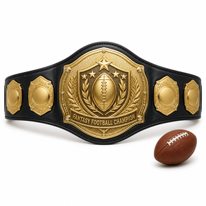 Cintura del Campionato di <span class=keywords><strong>Fantasy</strong></span> Football Personalizzata con Logo della Squadra, Finitura Dorata, Premio Campione in Pelle, Produttore - Product Image 1