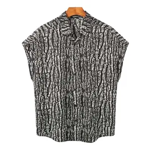 Design alla moda 2024 camicia da uomo stampa digitale estiva con risvolto a manica corta Casual con bottone e camicie sottili da uomo