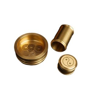Ornement Feng Shui en laiton, cylindre de divination pour l'<span class=keywords><strong>I</strong></span> <span class=keywords><strong>Ching</strong></span> et les six lignes, masque décoratif traditionnel Zhouyi - Product Image 1