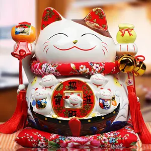 도매 Dropship 일본 고양이 동상 세라믹 입상 홈 장식 럭키 고양이 Maneki Neko