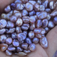 Mutiara Air Tawar Keshi 6-8mm Bentuk Oval Beras Tidak Beraturan, Campuran Warna Ungu Pink Champagne, Mutiara Alami