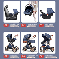 Poussette multifonctionnelle pliable 3-en-1 Purorigin en stock, avec nacelle, siège auto pour bébé et sac de transport pour bébé
