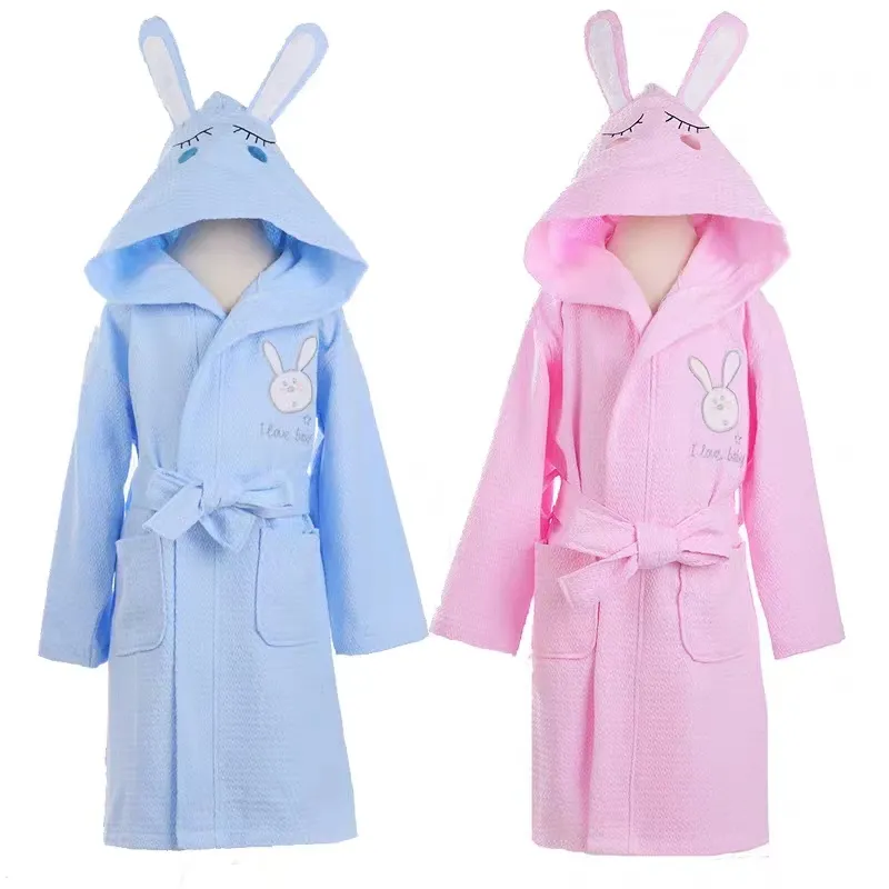 Kid for Girl Waffle Bathrobe Clothes children Cartoon Night Robe Pajamas