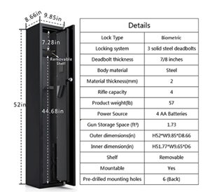 Bán Chạy Nhất Tùy Chỉnh Thép Súng An Toàn Chống Cháy Sinh Trắc Học Vân Tay Súng An Toàn Với Khóa Chìa Khóa Điện Tử - Product Image 5