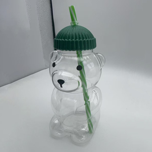 Thiết kế cổ điển gấu uống <span class=keywords><strong>2025</strong></span> thủy tinh mới 16oz Gấu Chai nước trái cây với nắp màu xanh lá cây nắp - Product Image 5