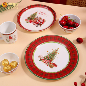Wuhe Christmas Melamine Tableware Set Round Plates Bowls Cups For Holiday Party Decorations - Product Image 2