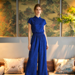 <span class=keywords><strong>Pantalon</strong></span> long décontracté en soie Xiangyun de style <span class=keywords><strong>chinois</strong></span> pour <span class=keywords><strong>femme</strong></span>, ample et fluide, <span class=keywords><strong>pantalon</strong></span> en soie polyvalent de style Zen 5339 - Product Image 1