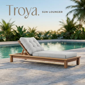 Chaise longue en teck moderne pliable pour l'extérieur avec coussin en mousse à mémoire de forme et appui-tête capitonné pour hôtel, piscine, jardin - Product Image 2