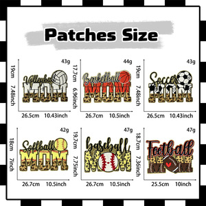 Top Quality Heat Press Die Cut Large 3D Mama Letter Football Pattern Logo Colorful <b>Sew</b>/Iron <b>On</b> Custom Chenille <b>Patch</b> - Product Image 5