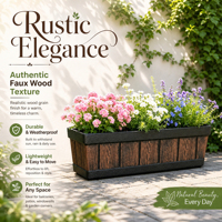 Jardinière décorative essentielle pour balcon, en forme de baril, pour fenêtre, pot de fleurs, jardinière à légumes, aspect bois, pour extérieur, boîte de rangement pour terrasse