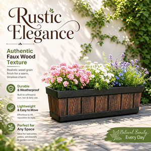 Jardinière décorative essentielle <span class=keywords><strong>pour</strong></span> balcon, <span class=keywords><strong>en</strong></span> forme de baril, <span class=keywords><strong>pour</strong></span> fenêtre, pot de fleurs, jardinière à légumes, aspect <span class=keywords><strong>bois</strong></span>, <span class=keywords><strong>pour</strong></span> extérieur, boîte de rangement <span class=keywords><strong>pour</strong></span> terrasse - Product Image 1