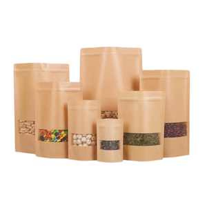 Chất lượng cao cà phê hạt trà gói snack đứng lên sang trọng túi giấy màu nâu tùy chỉnh giấy kraft túi thực phẩm <span class=keywords><strong>Ziplock</strong></span> - Product Image 1