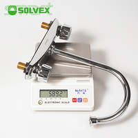 Keran Wastafel SOLVEX 8" Bahan Stainless Steel 304, Cartridge Kuningan, Putaran Penuh, Gagang Seng, Lapisan Krom, 480mm