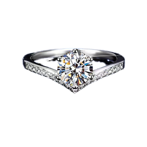 Bague de mariage de luxe en argent 925, sertie de moissanite taille brillant avec halo, certifiée GRA, monture à griffes, bijoux tendance - Product Image 1