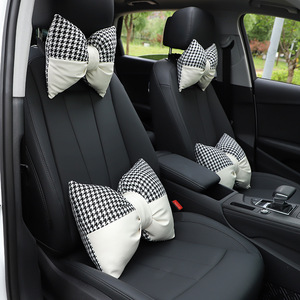 Appuie-tête et coussin de nuque pour voiture, imprimé pied-de-poule jacquard, forme en U, 28x28x14cm, pour siège de voiture, coussin de voyage confortable - Product Image 1