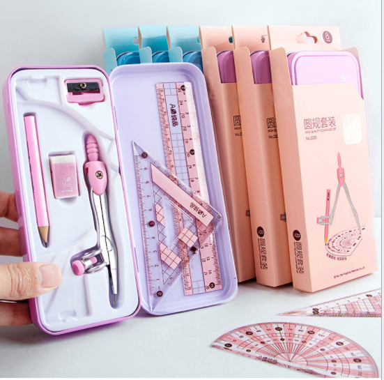 Hot sell cheap stationery ruler set geometric childrens stationery sets