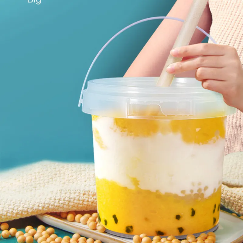 環境にやさしい環境リサイクル可能なプラスチックPPカスタマイズ印刷ロゴ蓋付きアイスクリーム浴槽