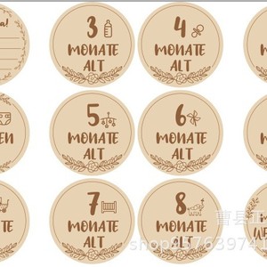 Tarjetas de madera para marcar etapas del bebé, redondas, de madera de tilo, con grabado en relieve, para anuncios de nacimiento de recién nacidos, recuerdos, decoración de mesa para el hogar - Product Image 4