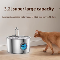 Fontaine à eau pour animaux de compagnie en acier inoxydable de qualité 304, grande capacité de 3,2 L, faible consommation d'énergie, distributeur d'eau pour chats et chiens