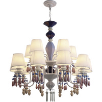 Lustre LED en fer de style médiéval français, hauteur réglable, dégradé bleu/couleur macaron, éclairage de luxe rétro pour chambre et salle à manger