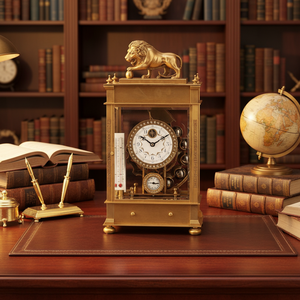 <span class=keywords><strong>Baromètre</strong></span> et thermomètre en laiton avec figurine de lion, roue de Ferris, régulateur <span class=keywords><strong>à</strong></span> bille de gravité, horloge <span class=keywords><strong>à</strong></span> bille tombante - Product Image 1