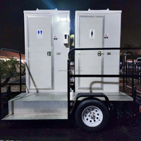 Remorque de toilettes portables de luxe, remorque de toilettes mobiles avec 2 cabines pour les événements en plein air, les mariages, la construction, CE DOT