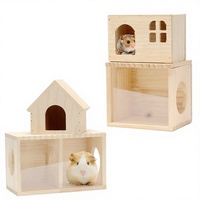 Nid pour hamster en bois massif, maison transparente, cachette, petit jouet, habitat pour hamster doré, plateforme, accessoires, échelle d'escalade, cage