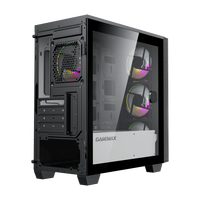 GAMEMAX Used 2022 Factory Design Micro ATX Mid Tower PC Case HD USB3.0 12cm Tempered Glass Black Cooling Fans Gaming Computer