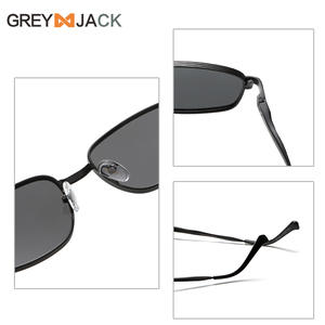 Lunettes de soleil grises pour femmes, monture en acier inoxydable noir, verres TAC, protection UV400, type 3, pour cyclisme, fête, extérieur - Product Image 4