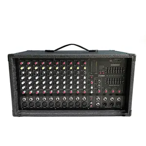 10 channel mixer console Professional box mixer powered mixer with case factory price for karaoke stage speaker amplifier use