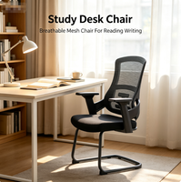 Chaise de bureau en maille à base fixe, chaise de réunion à dossier haut avec accoudoirs, chaise d'ordinateur respirante pour bureau, salle de réunion, étude