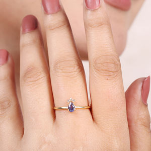 2025 nuevo caliente 925 plata esterlina chapado en oro anillo de piedras preciosas Iolita y circonita cúbica 18K chapado en oro anillo ajustable - Product Image 2