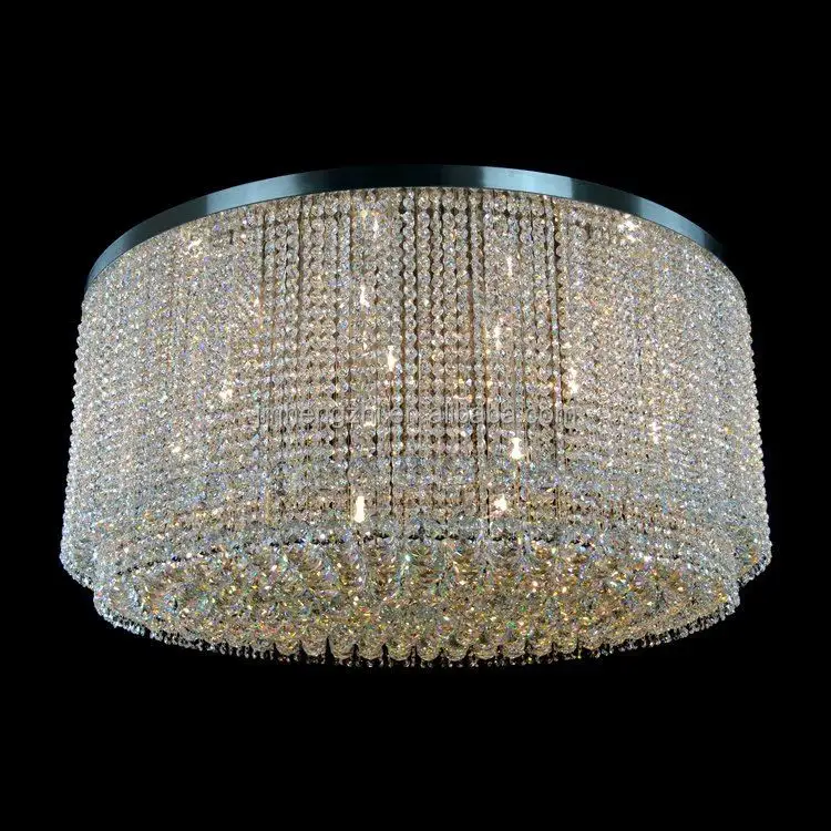 Modern Round Crystal Chandelier Flush Mount Small Silver Ceiling Lamps Light Fixture for Hallway Bedroom Hotel